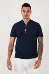 Pamuklu Regular Fit Yarım Fermuarlı Kolej Yaka 3'lü Paket Erkek T Shirt 5902653S3 Lacivert-Siyah-Haki