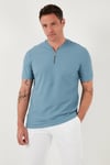 Pamuklu Regular Fit Yarım Fermuarlı Kolej Yaka 3'lü Paket Erkek T Shirt 5902653S3 Beyaz-Haki-Mavi