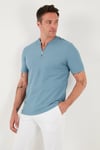 Pamuklu Regular Fit Yarım Fermuarlı Kolej Yaka 3'lü Paket Erkek T Shirt 5902653S3 Mavi-Siyah-Beyaz