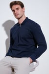 Pamuklu Regular Fit Yarım Fermuarlı Polo Yaka Erkek Sweat 5905789 İNDİGO