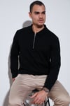 Pamuklu Regular Fit Yarım Fermuarlı Polo Yaka Erkek Sweat 5905805 SİYAH