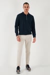 Pamuklu Regular Fit Yarım Fermuarlı Polo Yaka Erkek Sweat 5905805 İNDİGO