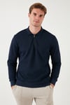 Pamuklu Regular Fit Yarım Fermuarlı Polo Yaka Erkek Sweat 5905789 İNDİGO