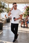 Pamuklu Regular Fit Yüksek Bel Düz Paça Çimalı Jogger Erkek Pantolon 5908058 SİYAH