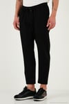Pamuklu Regular Fit Yüksek Bel Düz Paça Çimalı Jogger Erkek Pantolon 5908058 SİYAH