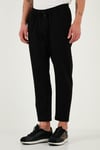 Pamuklu Regular Fit Yüksek Bel Düz Paça Çimalı Jogger Erkek Pantolon 5908058 SİYAH