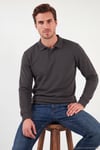Pamuklu Regular Fit Yumuşak Dokulu Düğmeli Erkek Polo Yaka Kazak 5906103 ANTRASİT