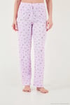 Pamuklu Regular Fit Yumuşak Dokulu Düğmeli V Yaka Kadın Pijama Takımı 65770755 LİLA