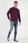 Pamuklu Regular Fit Yumuşak Dokulu Düğmeli Erkek Polo Yaka Kazak 5906103 BORDO