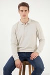 Pamuklu Regular Fit Yumuşak Dokulu Düğmeli Erkek Polo Yaka Kazak 5906103 TAŞ
