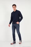 Pamuklu Regular Fit Yumuşak Dokulu Düğmeli Erkek Polo Yaka Kazak 5906103 LACİVERT