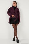 Pamuklu Regular Fit Yumuşak Dokulu Kaşe Kısa Kadın Kaban 6810286 BORDO