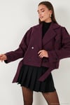 Pamuklu Regular Fit Yumuşak Dokulu Kaşe Kısa Kadın Kaban 6810286 BORDO