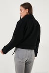 Pamuklu Regular Fit Yumuşak Dokulu Kaşe Kısa Kadın Kaban 6810286 SİYAH