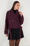 Pamuklu Regular Fit Yumuşak Dokulu Kaşe Kısa Kadın Kaban 6810286 BORDO
