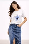 Pamuklu Regulara Fit Baskılı Bisiklet Yaka Kadın T Shirt 26Y0237K1 BEYAZ