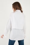 Pamuklu Relaxed Fit Bağlama Detaylı Kadın Gömlek 6925408 BEYAZ