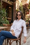 Pamuklu Relaxed Fit Bağlama Detaylı Kadın Gömlek 6925408 BEYAZ