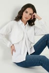 Pamuklu Relaxed Fit Bağlama Detaylı Kadın Gömlek 6925408 BEYAZ