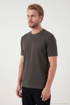 Pamuklu Relaxed Fit Bisiklet Yaka Basic Erkek T Shirt 5905884 KAHVE
