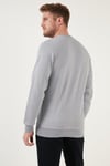 Pamuklu Relaxed Fit Bisiklet Yaka Erkek Sweat 5905453 AÇIK GRİ