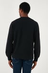 Pamuklu Relaxed Fit Bisiklet Yaka Erkek Kazak A6335-0004 SİYAH
