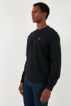Pamuklu Relaxed Fit Bisiklet Yaka Erkek Kazak A6335-0004 SİYAH