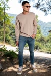 Pamuklu Relaxed Fit Bisiklet Yaka Erkek Sweat 5905453 VİZON