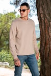 Pamuklu Relaxed Fit Bisiklet Yaka Erkek Sweat 5905453 VİZON