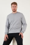 Pamuklu Relaxed Fit Bisiklet Yaka Erkek Sweat 5905453 AÇIK GRİ