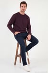 Pamuklu Relaxed Fit Bisiklet Yaka Erkek Sweat 5901257 VİŞNE