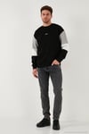 Pamuklu Relaxed Fit Bisiklet Yaka Şardonlu Renk Bloklu Erkek Sweat 5905298T SİYAH