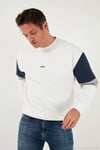 Pamuklu Relaxed Fit Bisiklet Yaka Şardonlu Renk Bloklu Erkek Sweat 5905298T EKRU