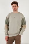 Pamuklu Relaxed Fit Bisiklet Yaka Şardonlu Renk Bloklu Erkek Sweat 5905298T TAŞ