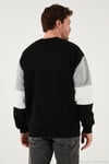 Pamuklu Relaxed Fit Bisiklet Yaka Şardonlu Renk Bloklu Erkek Sweat 5905298T SİYAH