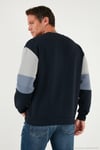 Pamuklu Relaxed Fit Bisiklet Yaka Şardonlu Renk Bloklu Erkek Sweat 5905298T KOYU LACİVERT