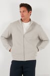 Pamuklu Relaxed Fit Dik Yaka Fermuarlı Erkek Hırka 5901075 TAŞ