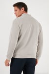 Pamuklu Relaxed Fit Dik Yaka Fermuarlı Erkek Hırka 5901075 TAŞ