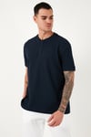 Pamuklu Relaxed Fit Düğmeli Sıfır Yaka Erkek T Shirt 5902737 İNDİGO