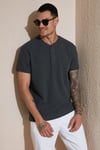 Pamuklu Relaxed Fit Düğmeli Sıfır Yaka Erkek T Shirt 5902737 ANTRASİT