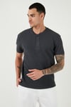 Pamuklu Relaxed Fit Düğmeli Sıfır Yaka Erkek T Shirt 5902737 ANTRASİT