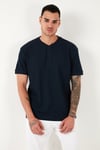 Pamuklu Relaxed Fit Düğmeli Sıfır Yaka Erkek T Shirt 5902737 İNDİGO