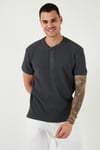 Pamuklu Relaxed Fit Düğmeli Sıfır Yaka Erkek T Shirt 5902737 ANTRASİT