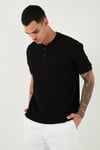 Pamuklu Relaxed Fit Düğmeli Sıfır Yaka Erkek T Shirt 5902737 SİYAH