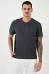 Pamuklu Relaxed Fit Düğmeli Sıfır Yaka Erkek T Shirt 5902737 ANTRASİT