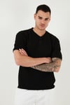 Pamuklu Relaxed Fit Düğmeli Sıfır Yaka Erkek T Shirt 5902737 SİYAH