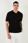 Pamuklu Relaxed Fit Düğmeli Sıfır Yaka Erkek T Shirt 5902737 SİYAH