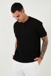 Pamuklu Relaxed Fit Düğmeli Sıfır Yaka Erkek T Shirt 5902737 SİYAH