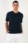 Pamuklu Relaxed Fit Düğmeli Sıfır Yaka Erkek T Shirt 5902737 İNDİGO