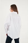 Pamuklu Relaxed Fit Fiyonk Detaylı Yaka Kadın Gömlek 6925407 BEYAZ